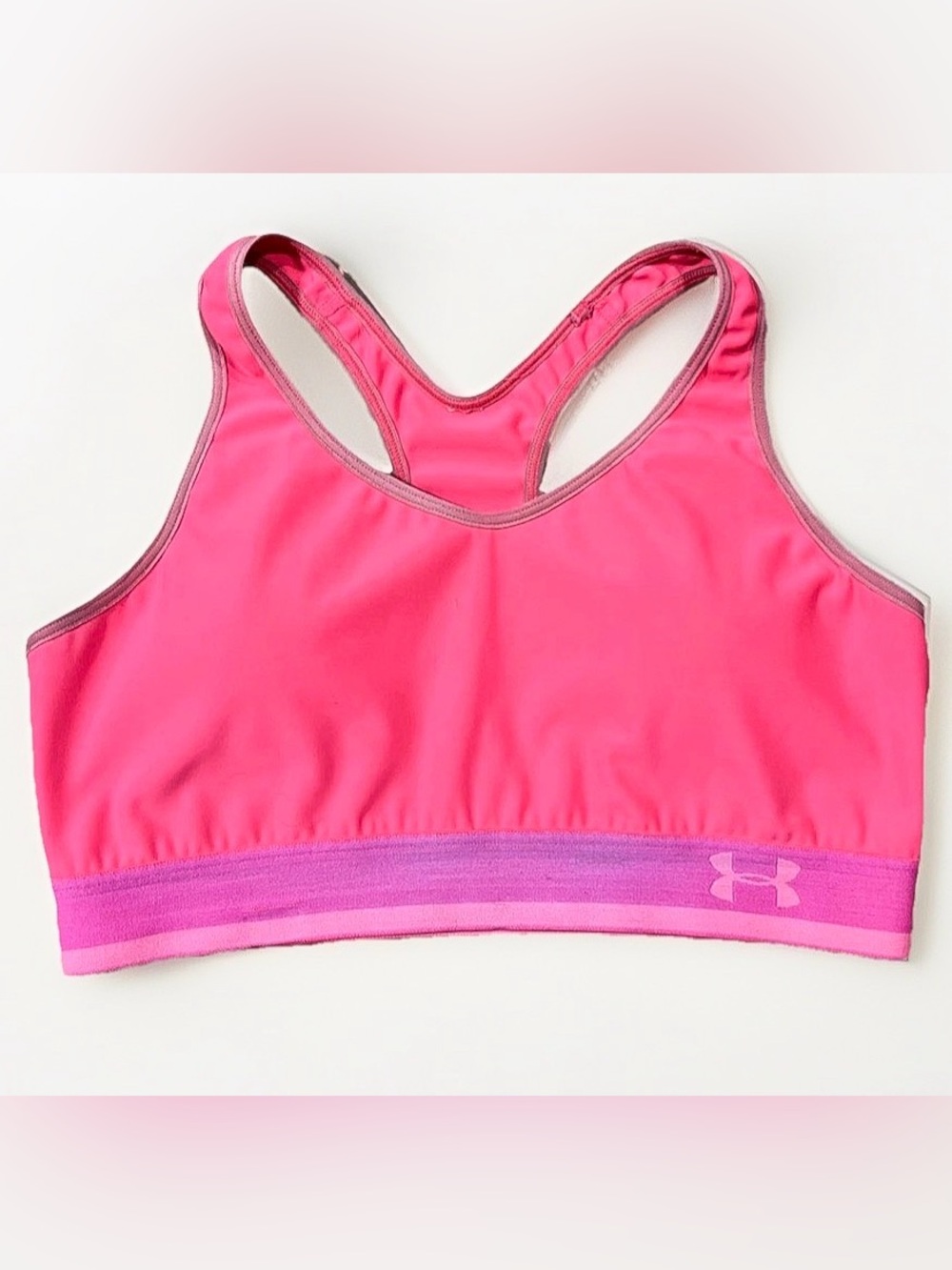 Under Armour Hot Pink Racerback Sports Bra with Purple Band XS/S